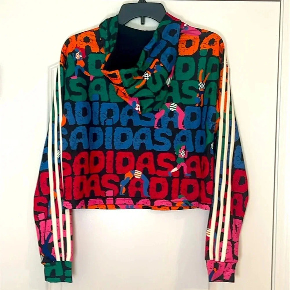 NWT Adidas Women's FARM Rio All Over Print Pullover Hoodie-Multi-Color XS NWT - Picture 2 of 6
